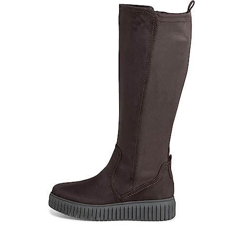 Jana Damen Hohe Stiefel ohne Absatz Kniehoch Plateau Weite H Mehrweite, Grau (Asphalt), 38 EU von Jana