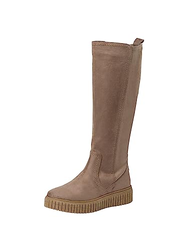 Jana Damen Hohe Stiefel ohne Absatz Kniehoch Plateau Weite H Mehrweite, Braun (Stone), 37 EU von Jana