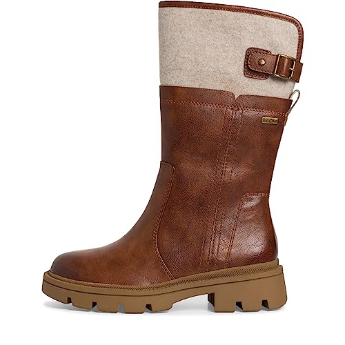 Jana Damen Stiefel ohne Absatz aus Kunstleder mit Schnalle Weite H Mehrweite, Braun (Cognac), 41 EU von Jana