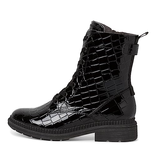 Jana Damen Sneaker hoch mit Schnürsenkeln und Reißverschluss Weite H Mehrweite, Schwarz (Black Croco), 39 EU von Jana