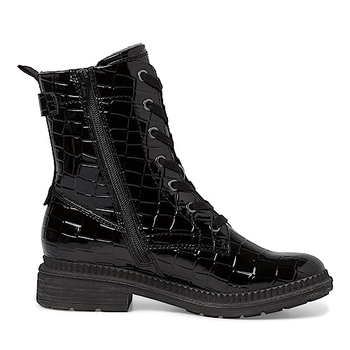 Jana Damen Sneaker hoch mit Schnürsenkeln und Reißverschluss Weite H Mehrweite, Schwarz (Black Croco), 41 EU von Jana