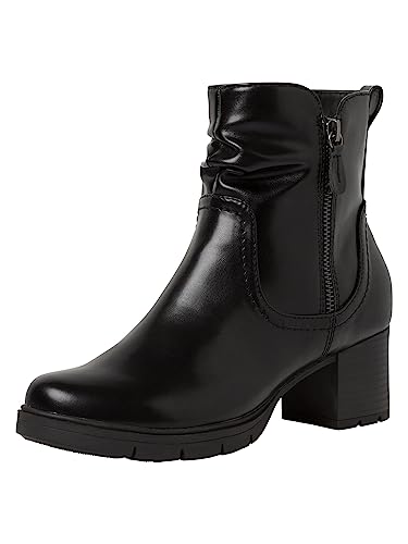 Jana Damen Stiefeletten mit Absatz aus Lederimitat Blockabsatz Weite H Mehrweite, Schwarz (Black), 38 EU von Jana
