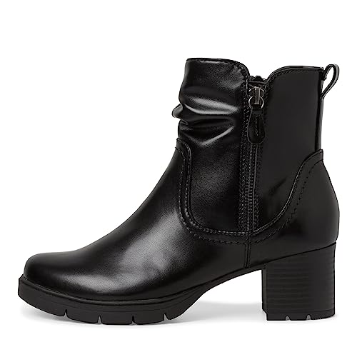 Jana Damen Stiefeletten mit Absatz aus Kunstleder Blockabsatz Weite H Mehrweite, Schwarz (Black), 42 EU von Jana