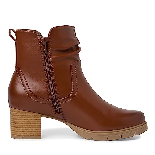 Jana Damen Stiefeletten mit Absatz aus Kunstleder Blockabsatz Weite H Mehrweite, Braun (Cognac), 37 EU von Jana