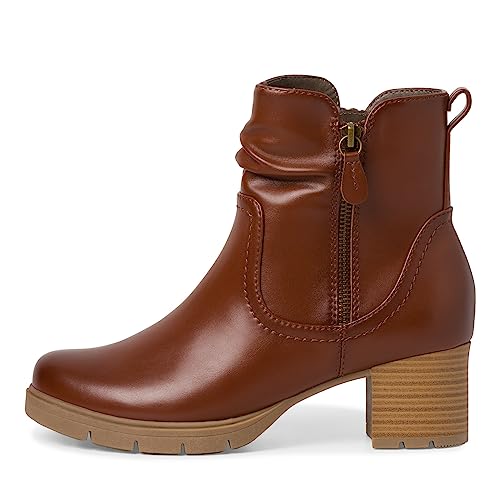 Jana Damen Stiefeletten mit Absatz aus Kunstleder Blockabsatz Weite H Mehrweite, Braun (Cognac), 37 EU von Jana