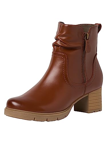 Jana Damen Stiefeletten mit Absatz aus Kunstleder Blockabsatz Weite H Mehrweite, Braun (Cognac), 39 EU von Jana