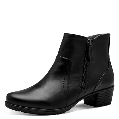 Jana Damen Stiefeletten mit Absatz aus Kunstleder Kleiner Absatz Weite H Mehrweite, Schwarz (Black), 36 EU von Jana