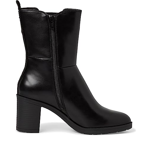 Jana Damen Stiefeletten mit Absatz aus Kunstleder Blockabsatz Weite H Mehrweite, Schwarz (Black), 37 EU von Jana