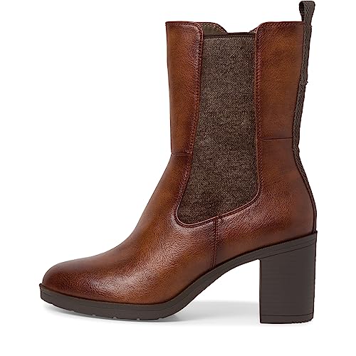 Jana Damen Stiefeletten mit Absatz aus Kunstleder Blockabsatz Weite H Mehrweite, Braun (Cognac), 41 EU von Jana