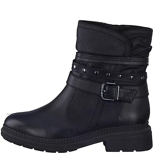 Jana Damen Stiefeletten ohne Absatz aus Kunstleder mit Schnalle Weite H Mehrweite, Schwarz (Black), 37 EU von Jana