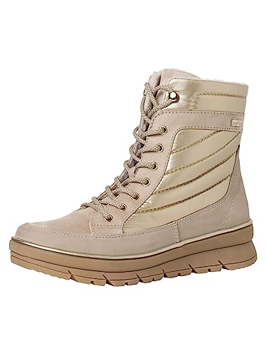 Jana Damen Winterstiefeletten zum Schnüren Gefüttert Plateau Weite H Mehrweite, Beige (Beige), 41 EU von Jana