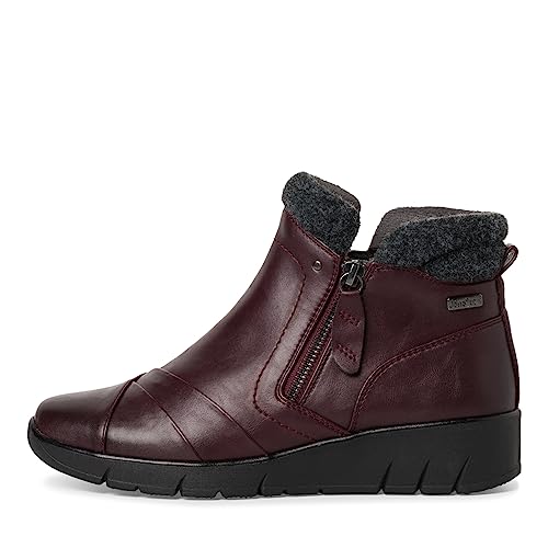 Jana Damen Stiefeletten mit Absatz aus Kunstleder Keilabsatz Weite H Mehrweite, Rot (Merlot), 41 EU von Jana