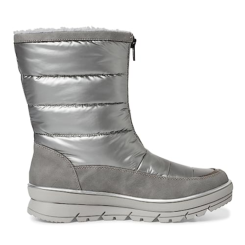 Jana Damen Winterstiefel ohne Absatz mit Reißverschluss Gefüttert Weite H Mehrweite, Silber (Silver Comb), 40 EU von Jana