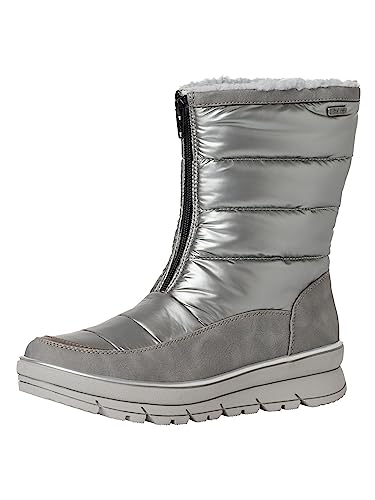 Jana Damen Winterstiefel ohne Absatz mit Reißverschluss Gefüttert Weite H Mehrweite, Silber (Silver Comb), 41 EU von Jana