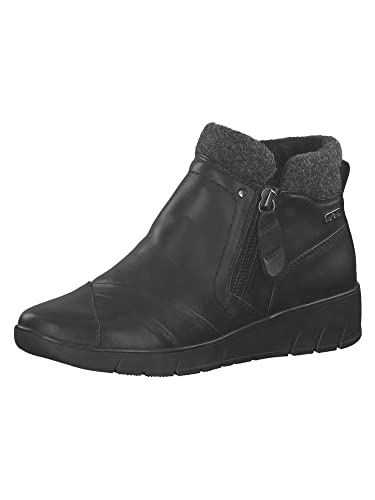 Jana Damen Stiefeletten mit Absatz aus Kunstleder Keilabsatz Weite H Mehrweite, Schwarz (Black 1), 37 EU von Jana