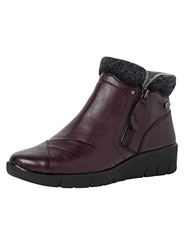 Jana Damen Stiefeletten mit Absatz aus Lederimitat Keilabsatz Weite H Mehrweite, Braun (Granata Comb 1), 37 EU von Jana