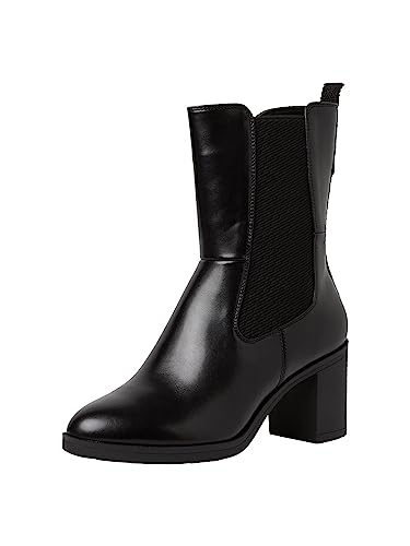 Jana Damen Stiefeletten mit Absatz aus Kunstleder Blockabsatz Weite H Mehrweite, Schwarz (Black), 39 EU von Jana