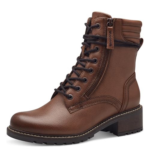 Jana Damen Stiefeletten zum Schnüren mit Blockabsatz Vegan, Braun (Cognac), 42 EU von Jana