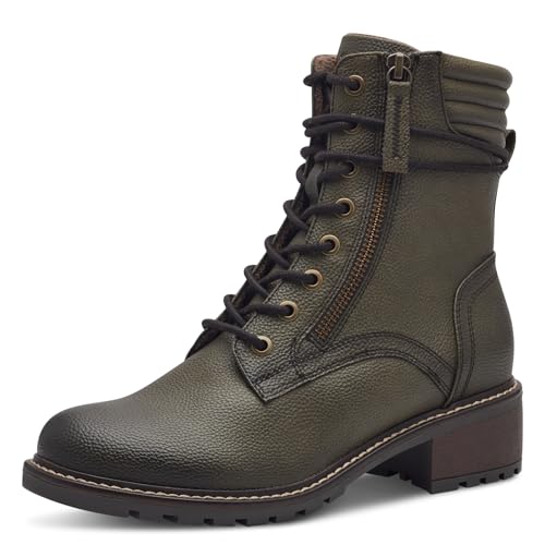 Jana Damen Stiefeletten zum Schnüren mit Blockabsatz Vegan, Grün (Olive), 37 EU von Jana