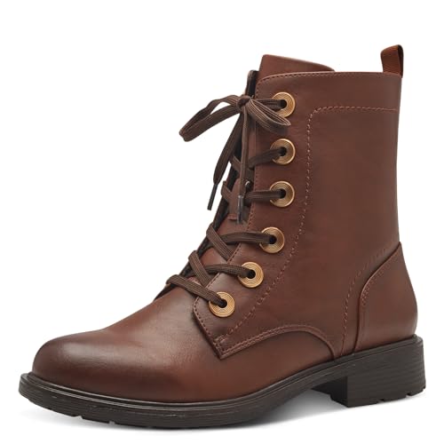Jana Damen Stiefeletten zum Schnüren mit Reißverschluss Vegan, Braun (Cognac), 38 EU von Jana