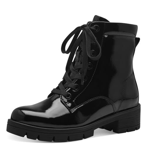 Jana Damen Stiefeletten zum Schnüren mit Reißverschluss Vegan, Schwarz (Schwarz Lack), 39 EU von Jana