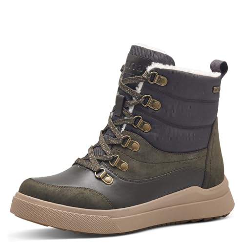 Jana Damen Winterstiefeletten zum Schnüren Wasserabweisend Vegan, Grün (Olive), 40 EU von Jana