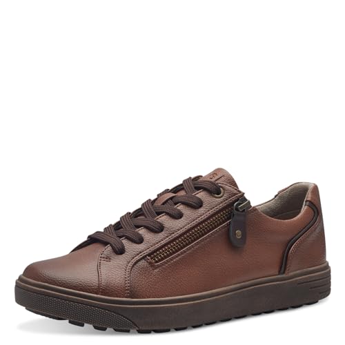 Jana Damen Sneaker flach mit Reißverschluss Vegan, Braun (Cognac), 38 EU von Jana