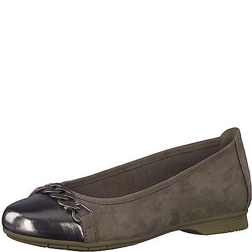 Jana Damen Ballerinas Flach mit Kette Weite H Mehrweite, Braun (Stone), 39 EU von Jana