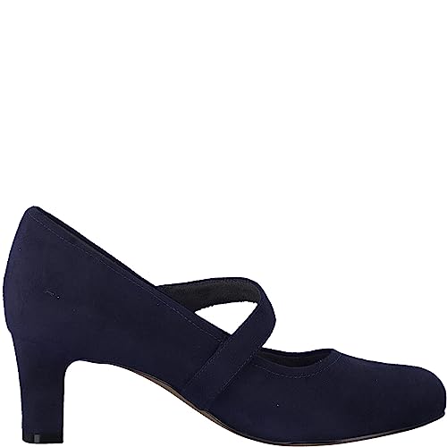 Jana Damen Pumps mit Riemen Kleiner Absatz Elegant Weite H Mehrweite, Blau (Navy), 42 EU von Jana