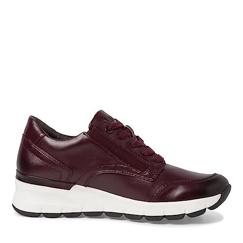 Jana Damen Plateau Sneaker aus Lederimitat mit Schnürsenkeln und Reißverschluss Weite H Mehrweite, Rot (Merlot), 40 EU von Jana