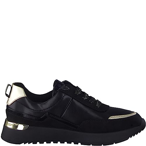 Jana Damen Sneaker flach Elegant mit Schnürsenkeln und Reißverschluss Weite H Mehrweite, Schwarz (Black), 39 EU von Jana