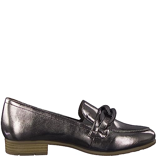 Jana Damen Loafer ohne Absatz aus Lederimitat mit Kette Weite H Mehrweite, Silber (Pewter), 36 EU von Jana