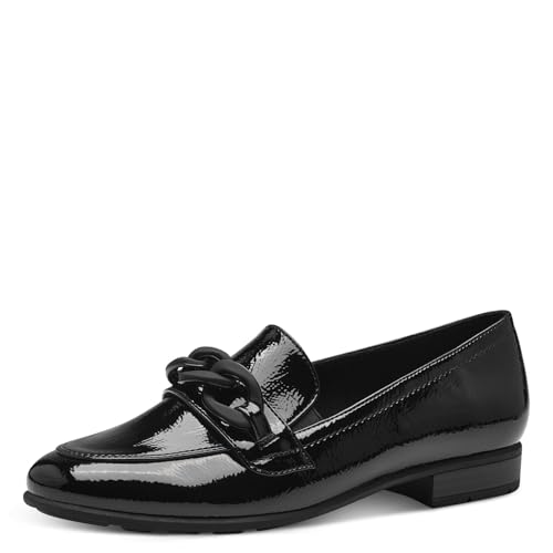 Jana Damen Loafer ohne Absatz Vegan Blockabsatz, Schwarz (Schwarz Lack), 38 EU von Jana