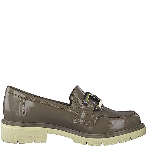 Jana Damen Loafer ohne Absatz Lack mit Kette Weite H Mehrweite, Braun (Taupe), 40 EU von Jana