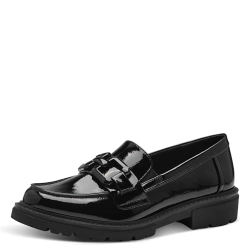 Jana Damen Loafer ohne Absatz Lack mit Kette Weite H Mehrweite, Schwarz (Black), 38 EU von Jana