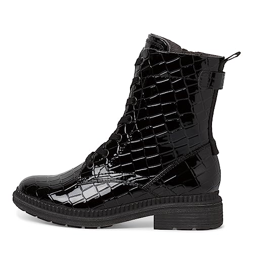 Jana Damen Sneaker hoch mit Schnürsenkeln und Reißverschluss Weite H Mehrweite, Schwarz (BCroco), 37 EU von Jana