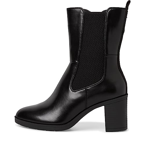 Jana Damen Stiefeletten mit Absatz aus Lederimitat Blockabsatz Weite H Mehrweite, Schwarz (Black), 38 EU von Jana