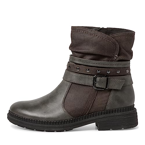 Jana Damen Stiefeletten ohne Absatz aus Lederimitat mit Schnalle Weite H Mehrweite, Grau (Graphite), 38 EU von Jana