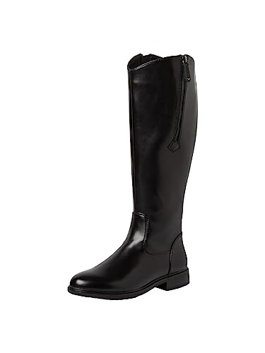Jana Damen Hohe Stiefel ohne Absatz aus Kunstleder mit Reißverschluss Weite H Mehrweite, Schwarz (Black), 38 EU von Jana