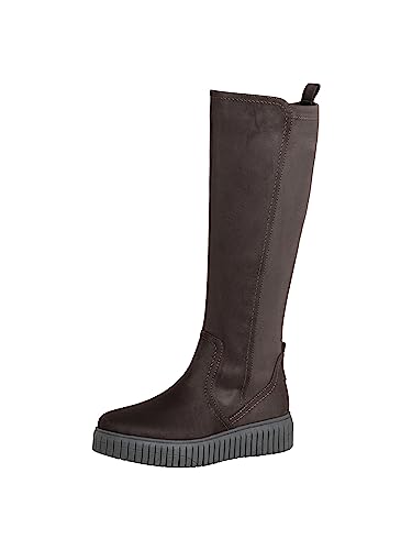 Jana Damen Hohe Stiefel ohne Absatz Kniehoch Plateau Weite H Mehrweite, Braun (Stone), 41 EU von Jana