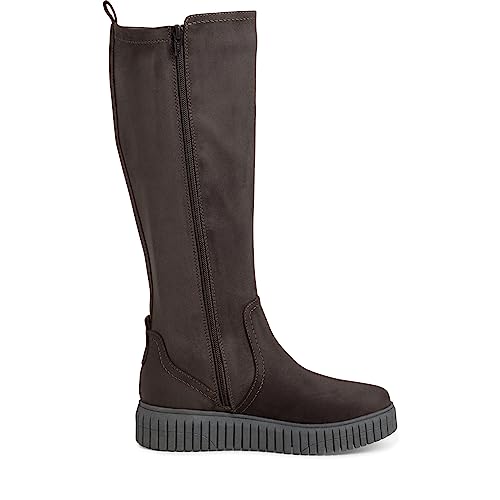 Jana Damen Hohe Stiefel ohne Absatz Kniehoch Plateau Weite H Mehrweite, Grau (Asphalt), 37 EU von Jana
