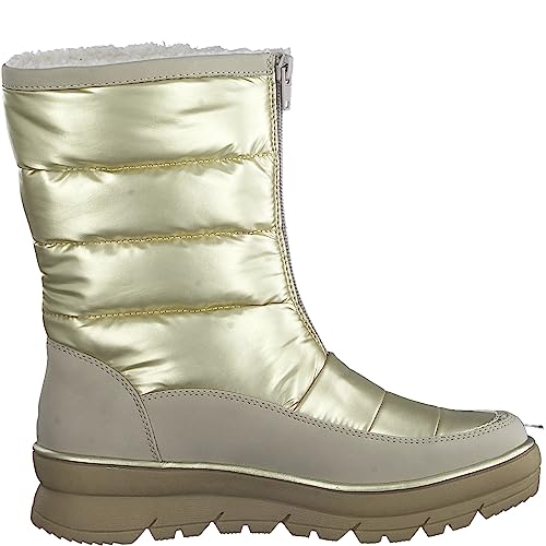 Jana Damen Winterstiefel ohne Absatz mit Reißverschluss Gefüttert Weite H Mehrweite, Gold (Gold Comb), 38 EU von Jana