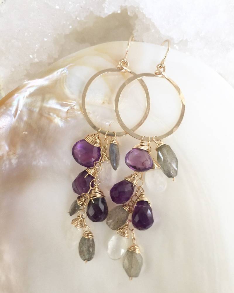 Amethyst Cluster 14K Gold Filled Ohrring Amethyst Cluster 14K Gold Filled Ohrring von Janaluxe