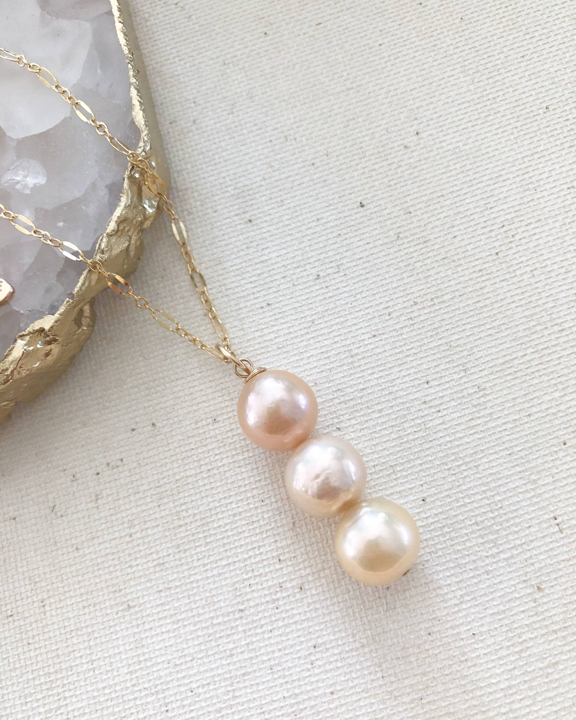 Champagner Blush Pink Edison Perlenkette von Janaluxe