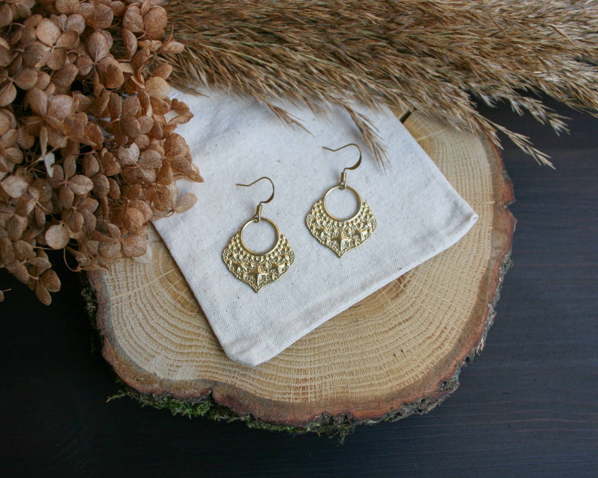 Messing Ohrringe Hängeohrringe | Hippie Boho Festival Schmuck von JanameeJewelry