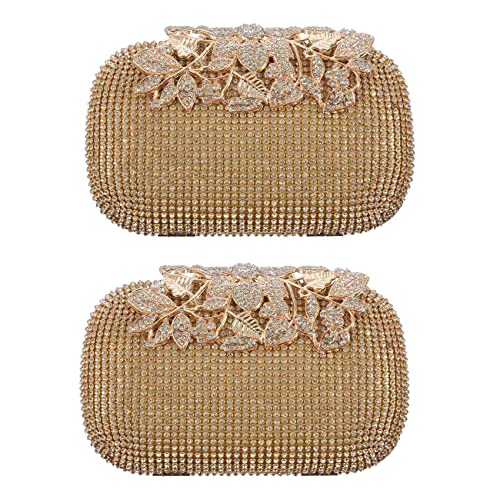 Janasiba 2X Einzigartige Gold Strass Abendtasche Clutch Handtasche Party Braut Abschlussball von Janasiba