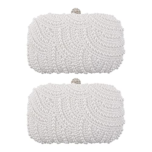 Janasiba 2X Mode Clutch Bag Perlen Party Braut Handtasche Hochzeit Abend Geldbörse von Janasiba