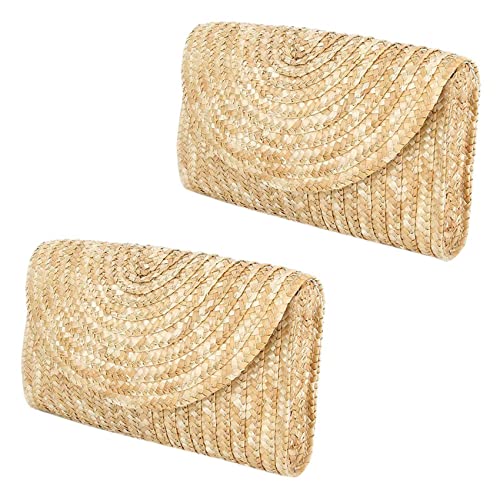 Janasiba 2X Stroh Kupplung GeldböRsen für Frauen Sommer Strand Hand, Hochzeit Umschlag Brief Tasche Farbe: von Janasiba