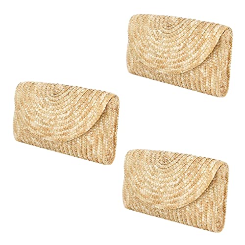 Janasiba 3X Stroh Kupplung Geldbörsen für Frauen Sommer Strand Hand, Hochzeit Umschlag Brief Tasche Farbe: von Janasiba