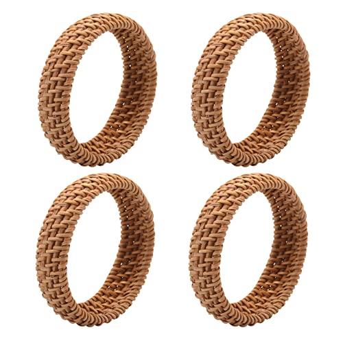 Janasiba 4X Ethnischen Stil Hand Gewebte Rattan Armband Einfache Große Runde Rattan Armband Damen Schmuck von Janasiba